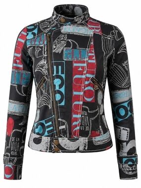 Desigual Colorful Embroidered Coat Jacket Size 36 Small